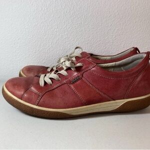 ECCO Chase Port Leather Burgundy Lace-Up Women's Sneakers Sz 40